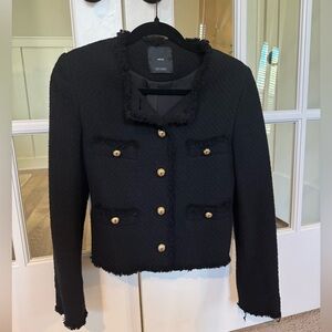 Mango Black Tweed Lady Jacket with Gold Buttons